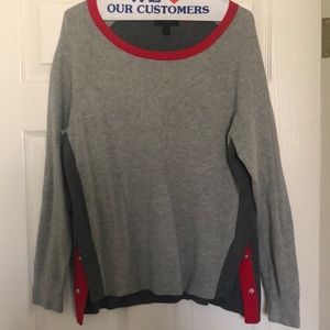J Crew light / dark grey sweater with button side